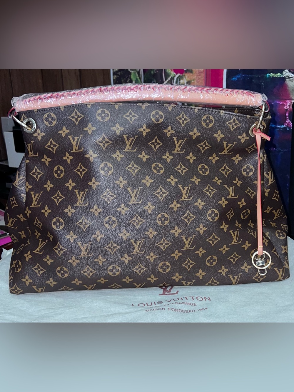 Louis Vuitton Monogram Canvas Tote with Pink Trim